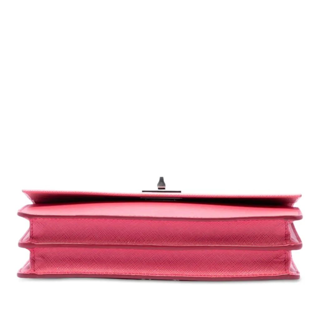 Prada Bicolor Saffiano Turn Lock Wallet on Strap Pink Leather Very good - Inside View