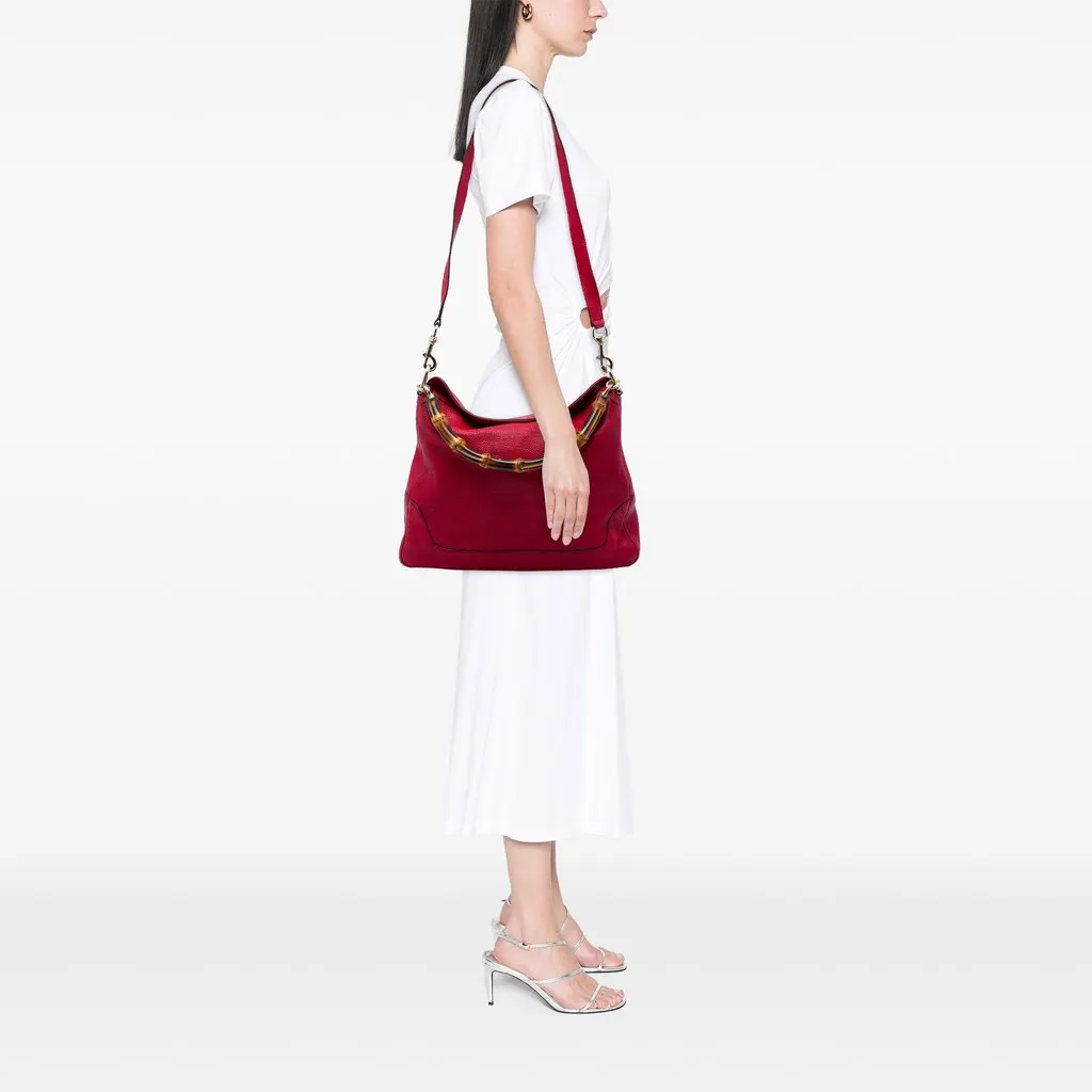 Gucci Calfskin Bamboo Diana Satchel Red Leather Very good - Box View