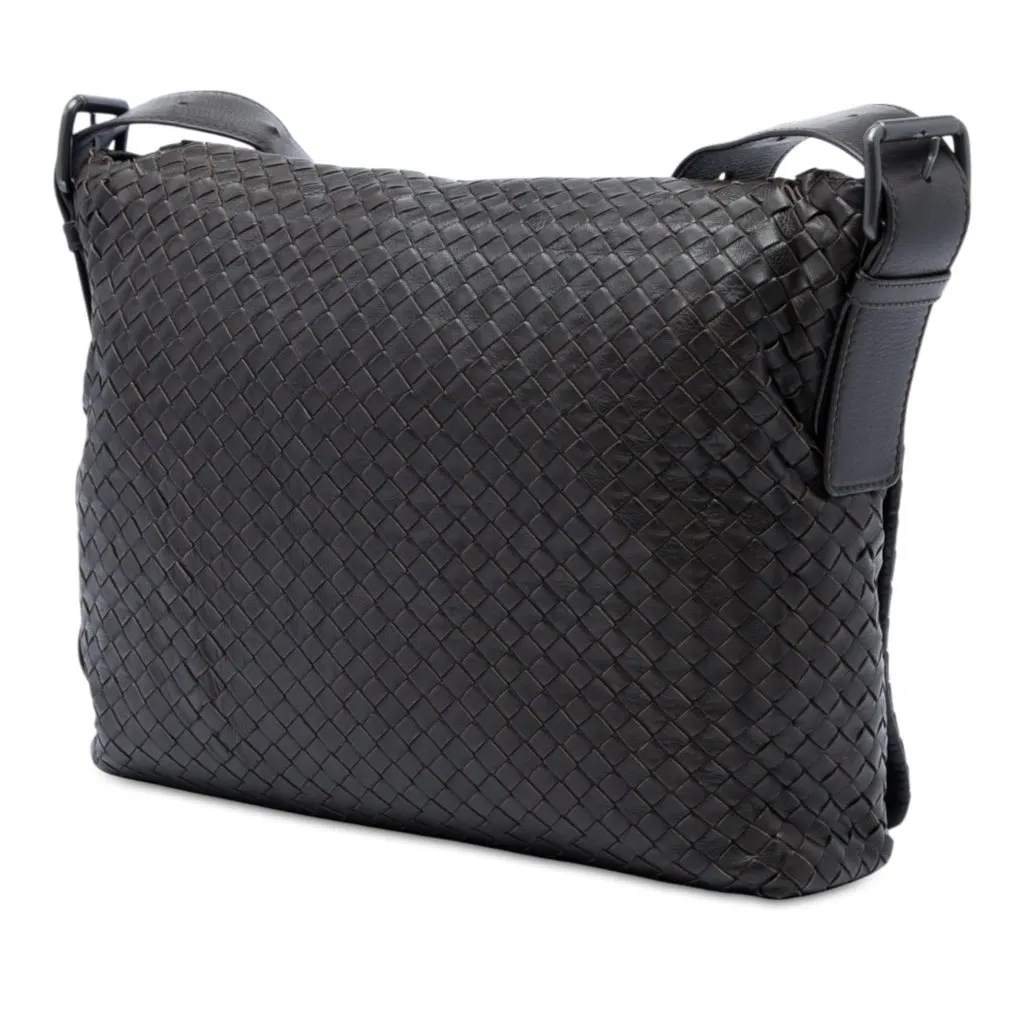 Bottega Veneta Nappa Intrecciato Flap Crossbody Brown Leather Very good - Back View