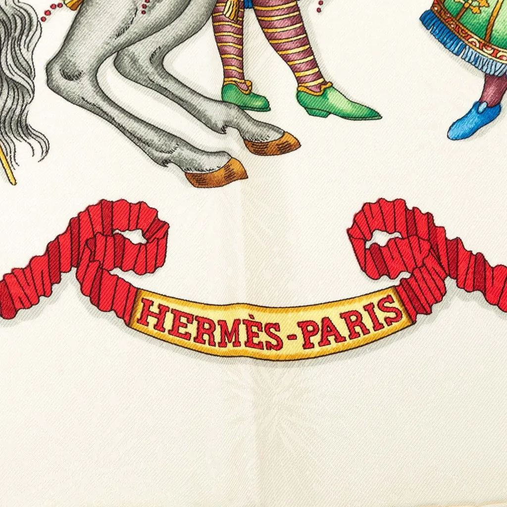 Hermès Les Fetes Du Roi Soleil Silk Scarf 90 White Very good - Inside View