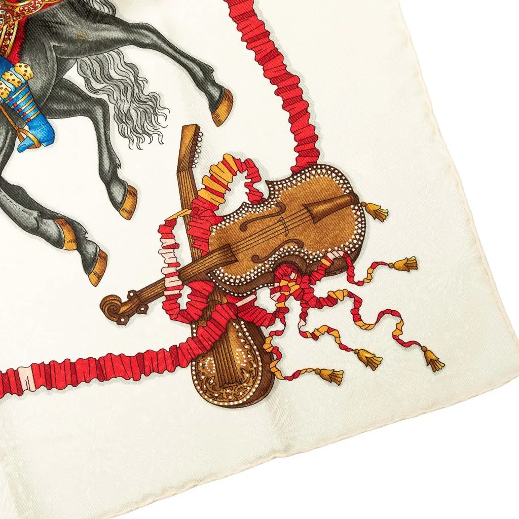 Hermès Les Fetes Du Roi Soleil Silk Scarf 90 White Very good - Box View