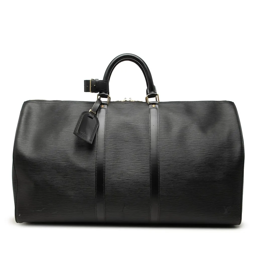 Louis Vuitton Epi Keepall 60 Black Leather Good - Front View