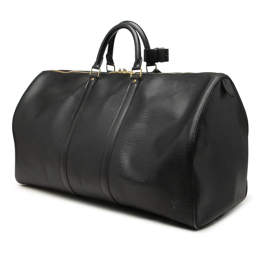 Louis Vuitton Epi Keepall 60 Black Leather Good - Back View