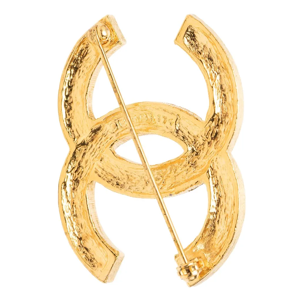 Chanel CC Gold Plated Strass Brooch Gold Metal Very good - Inside View