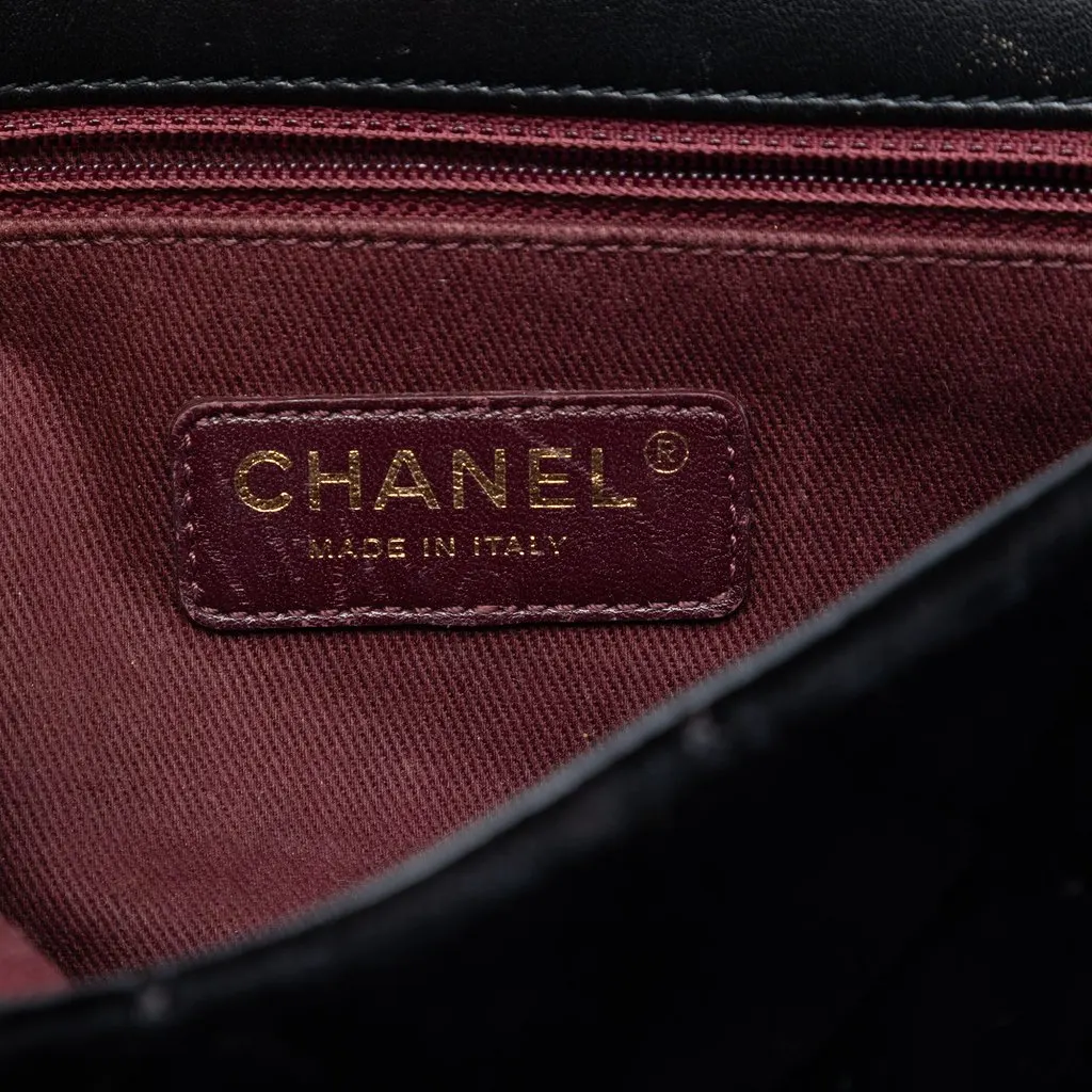 Chanel Small Quilted Velvet CC Eyelet Flap Black Very good - Box View