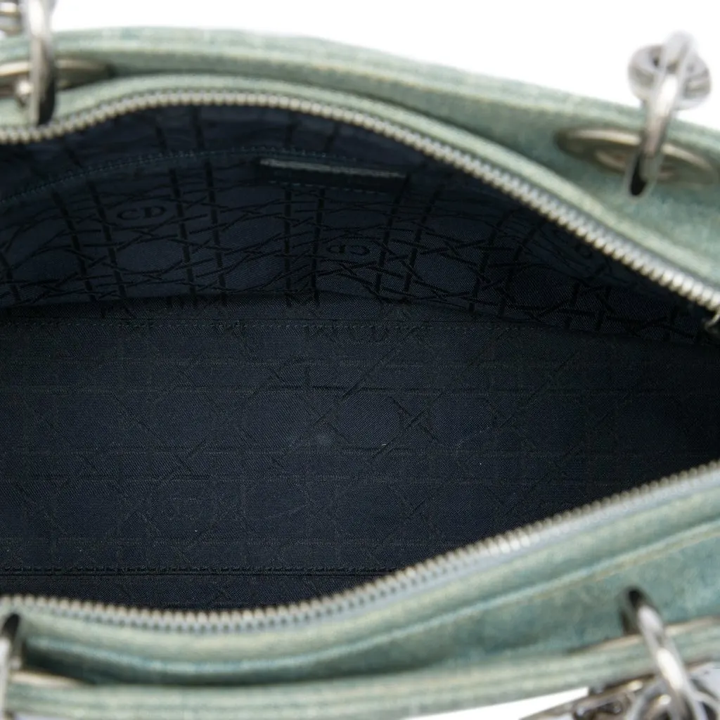 Dior Large Denim Cannage Acrylic Handles Lady Dior Blue Very good - Model View
