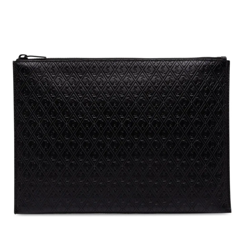 Saint Laurent Leather Monogram Allover Tablet Case Black Leather Very good - Front View