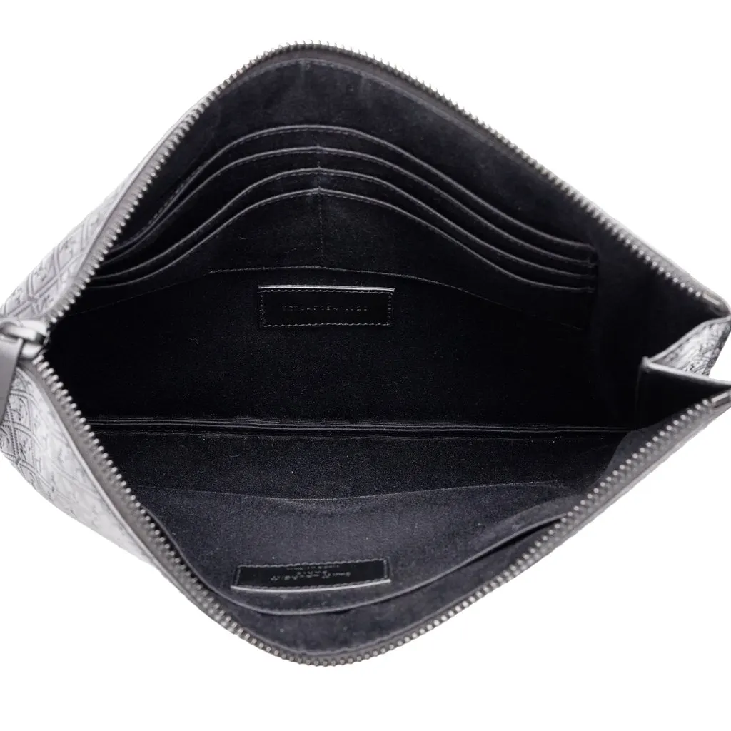 Saint Laurent Leather Monogram Allover Tablet Case Black Leather Very good - Model View