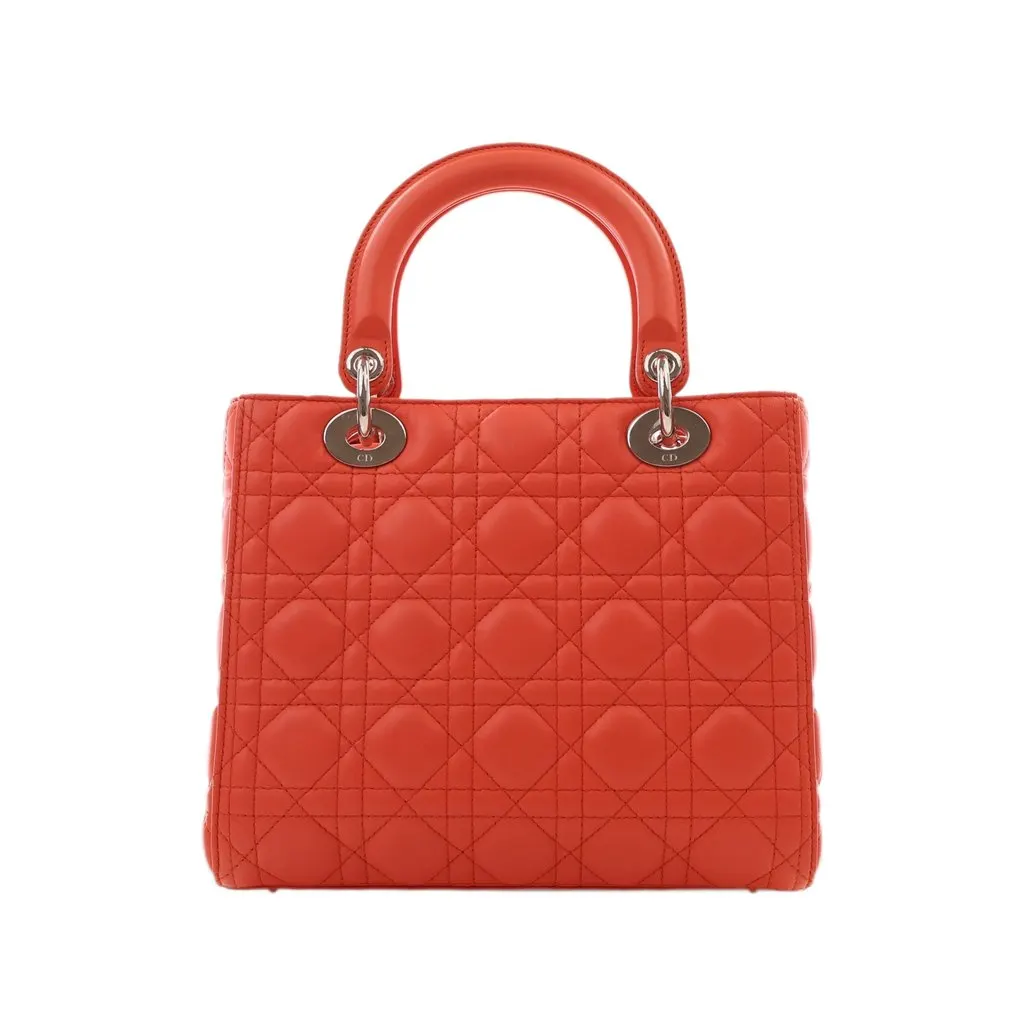 Dior Medium Lambskin Cannage Lady Dior Orange Leather Very good - Back View