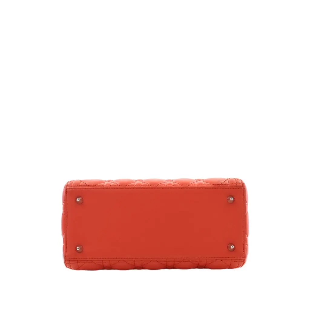 Dior Medium Lambskin Cannage Lady Dior Orange Leather Very good - Inside View