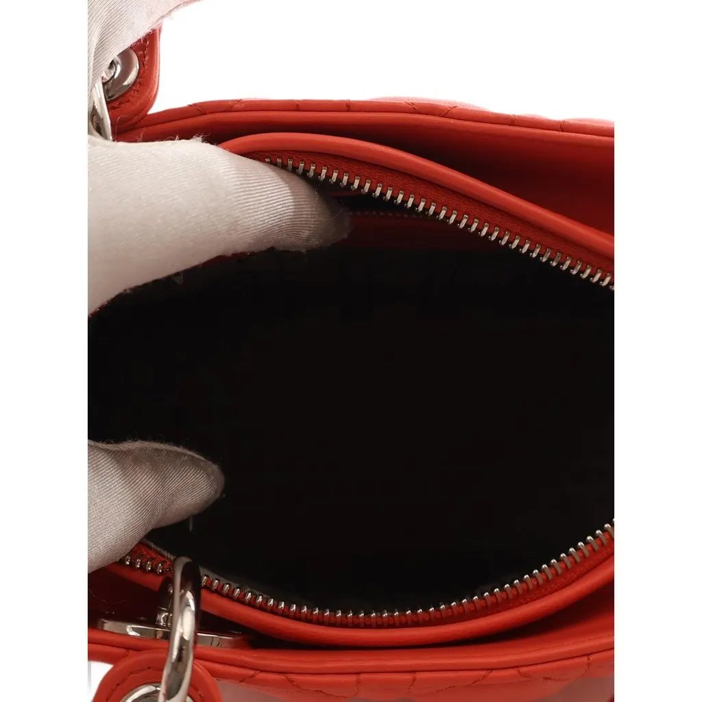 Dior Medium Lambskin Cannage Lady Dior Orange Leather Very good - Model View