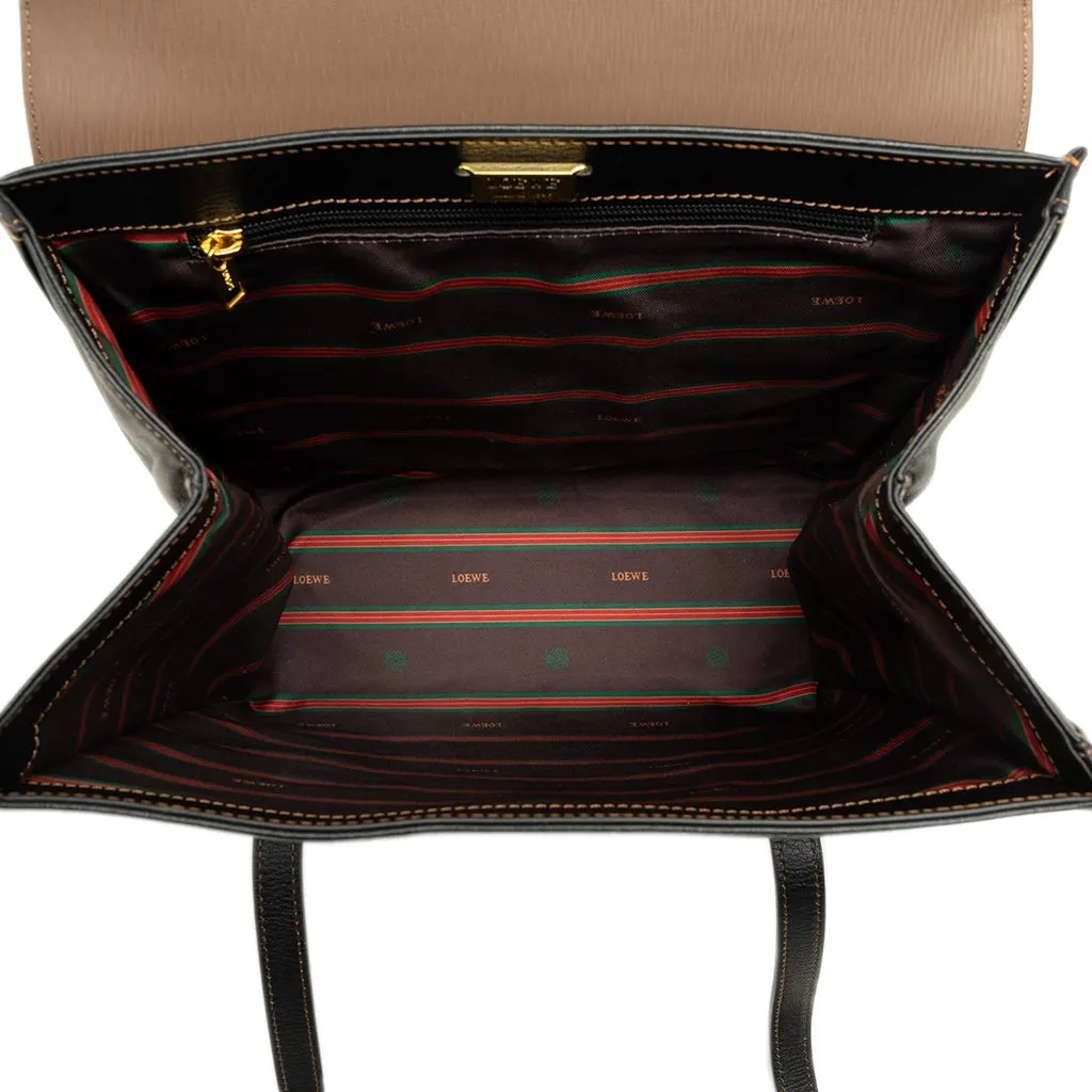 Loewe Bicolor Leather Velazquez Twist Shoulder Bag Black Leather Very good - Model View