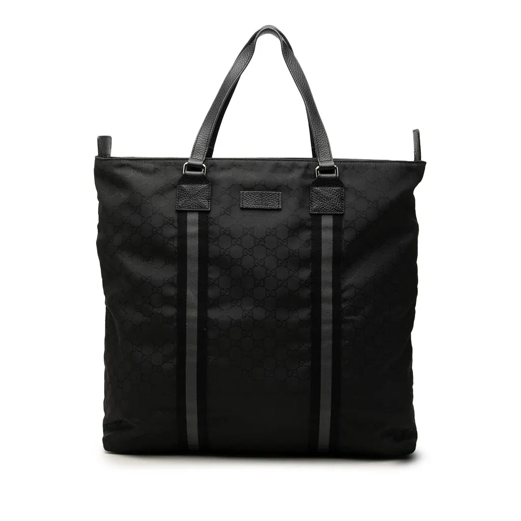 Gucci GG Nylon Web Tote Black Polyamide Very good - Front View