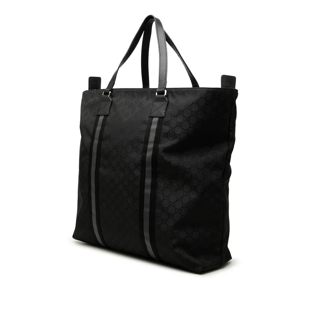 Gucci GG Nylon Web Tote Black Polyamide Very good - Back View