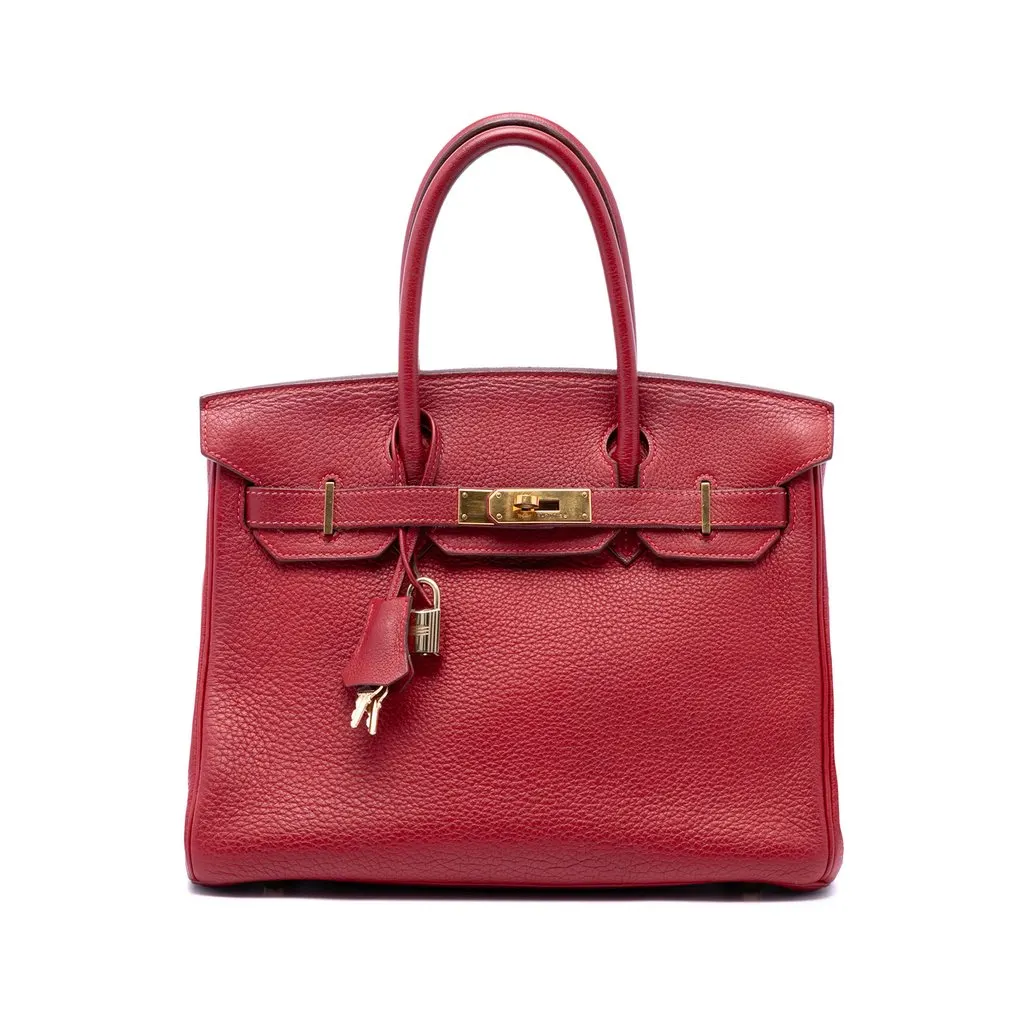 Hermès Clemence Birkin Retourne 30 Red Leather Very good - Front View