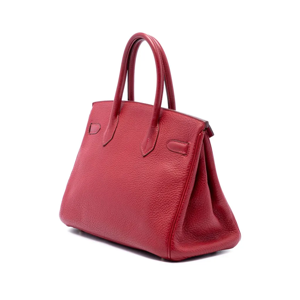 Hermès Clemence Birkin Retourne 30 Red Leather Very good - Back View