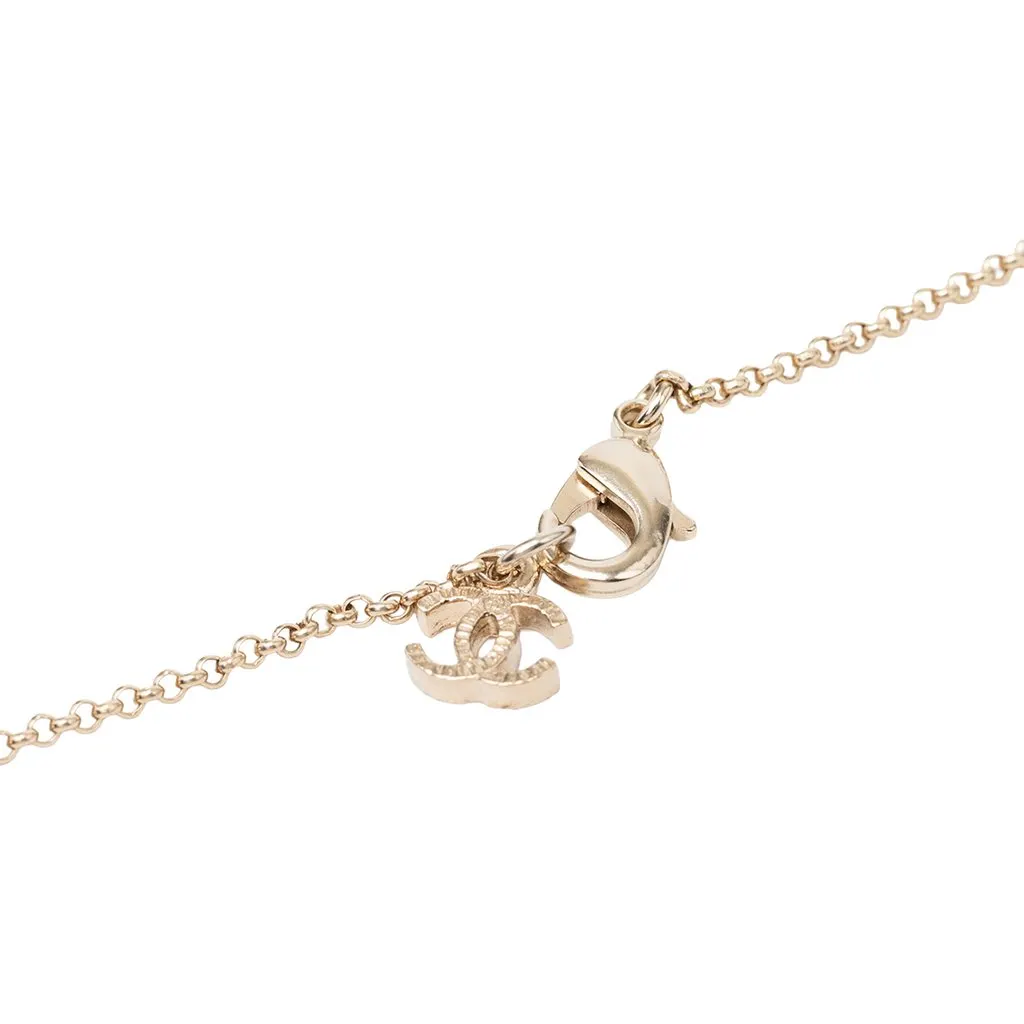 Chanel CC Gold Plated Strass Pendant Necklace Gold Metal Very good - Inside View