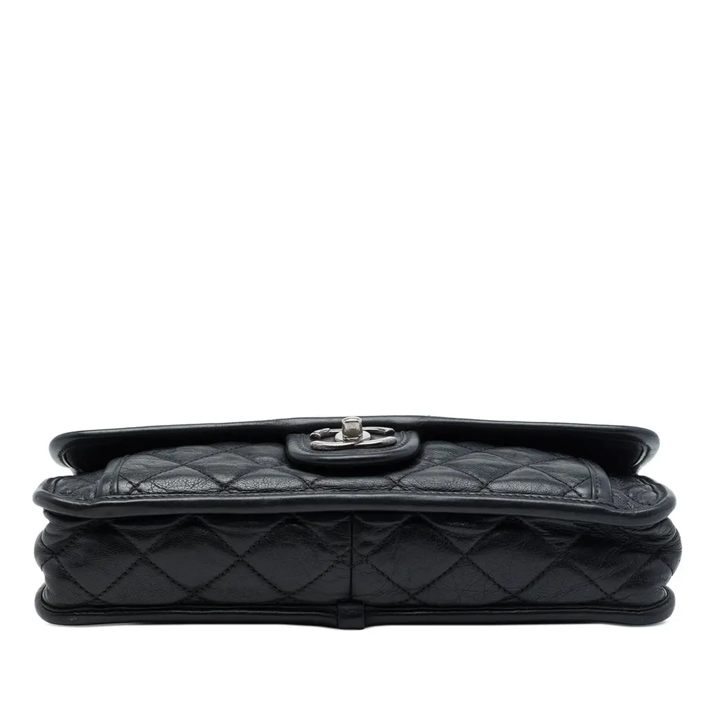Chanel Medium Quilted Calfskin French Riviera Flap Black Leather Good - Inside View