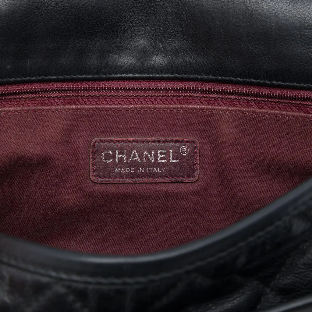 Chanel Medium Quilted Calfskin French Riviera Flap Black Leather Good - Box View