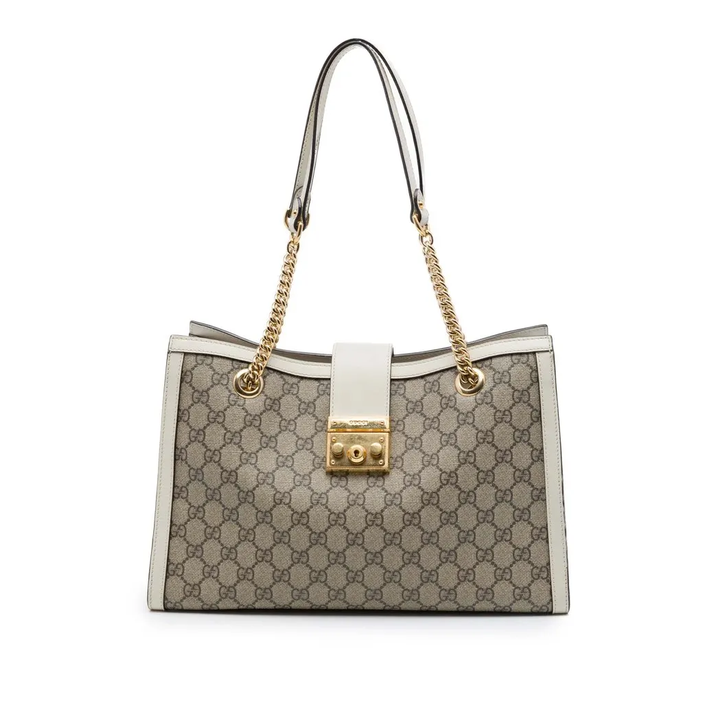 Gucci Medium GG Supreme Padlock Tote Beige Very good - Front View