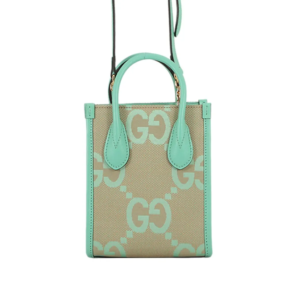 Gucci Mini Jumbo GG Canvas Interlocking G Satchel Beige Very good - Front View