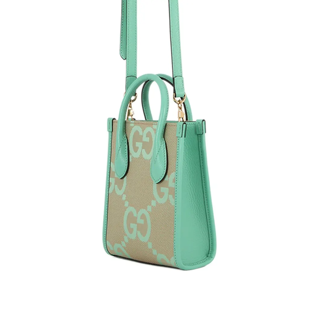 Gucci Mini Jumbo GG Canvas Interlocking G Satchel Beige Very good - Back View