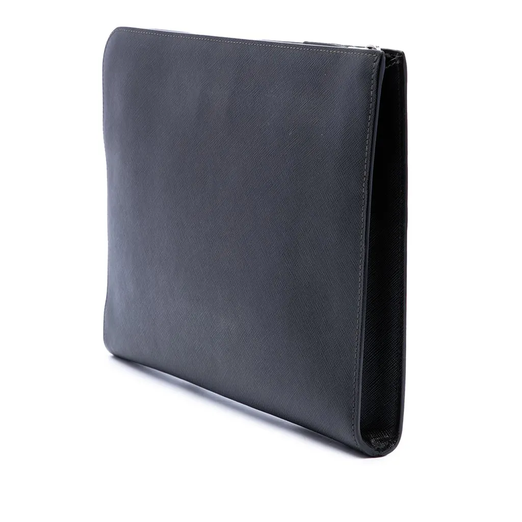 Prada Saffiano Document Holder Black Leather Very good - Back View