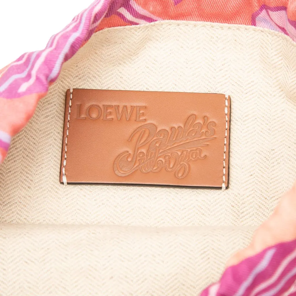 LOEWE Paula Ibiza Canvas Waterlily Print Drawstring Pouch Pink Canvas Very good - Box View