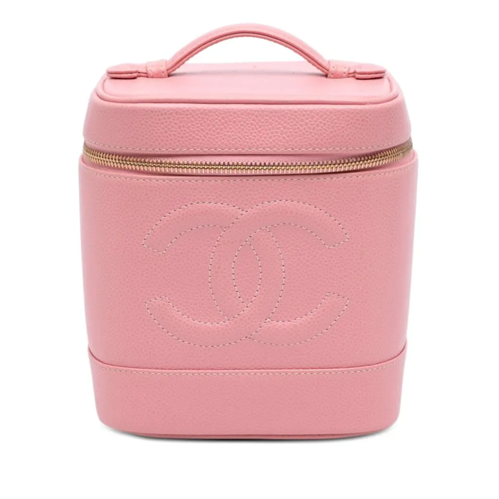 Chanel CC Caviar Vanity Bag Pink Leather Very good - Front View
