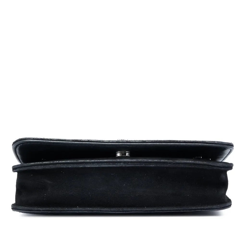 Chanel Quilted Suede Cocostellar Wallet on Chain Black Leather Very good - Inside View