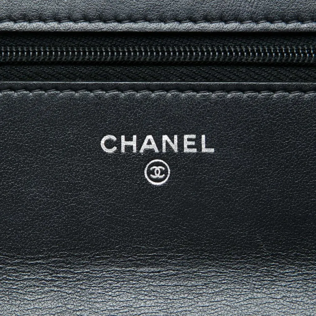 Chanel Quilted Suede Cocostellar Wallet on Chain Black Leather Very good - Box View