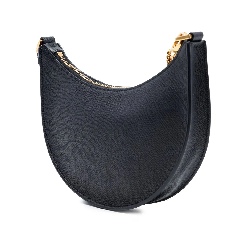 Valentino Mini Grainy Calfskin VLogo Hobo Black Leather Very good - Back View