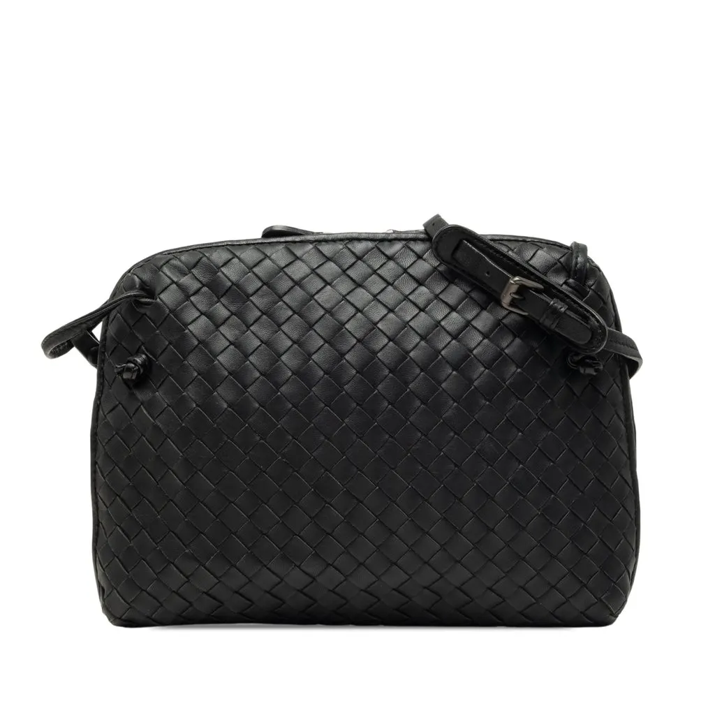 Bottega Veneta Nappa Intrecciato Nodini Crossbody Black Leather Very good - Front View