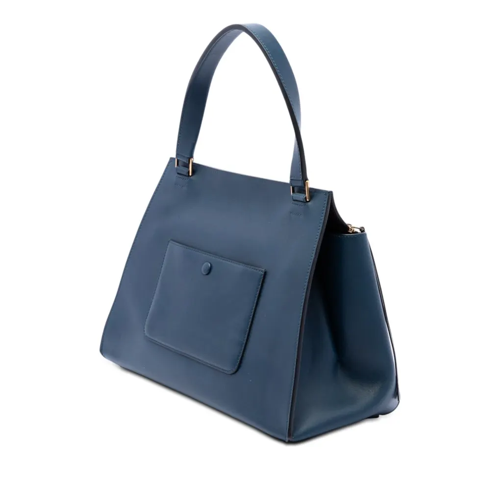 Celine Medium Leather Edge Handbag Blue Leather Very good - Back View