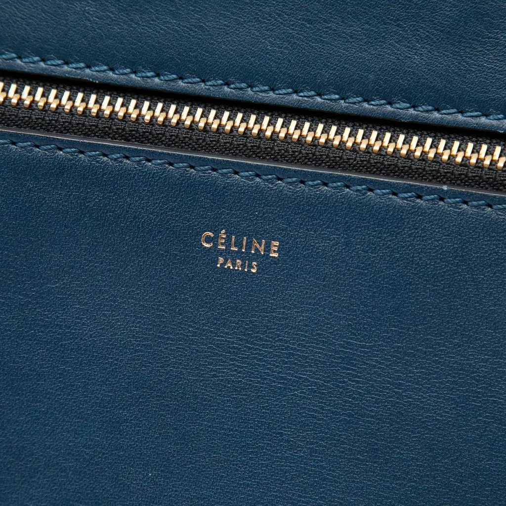 Celine Medium Leather Edge Handbag Blue Leather Very good - Box View