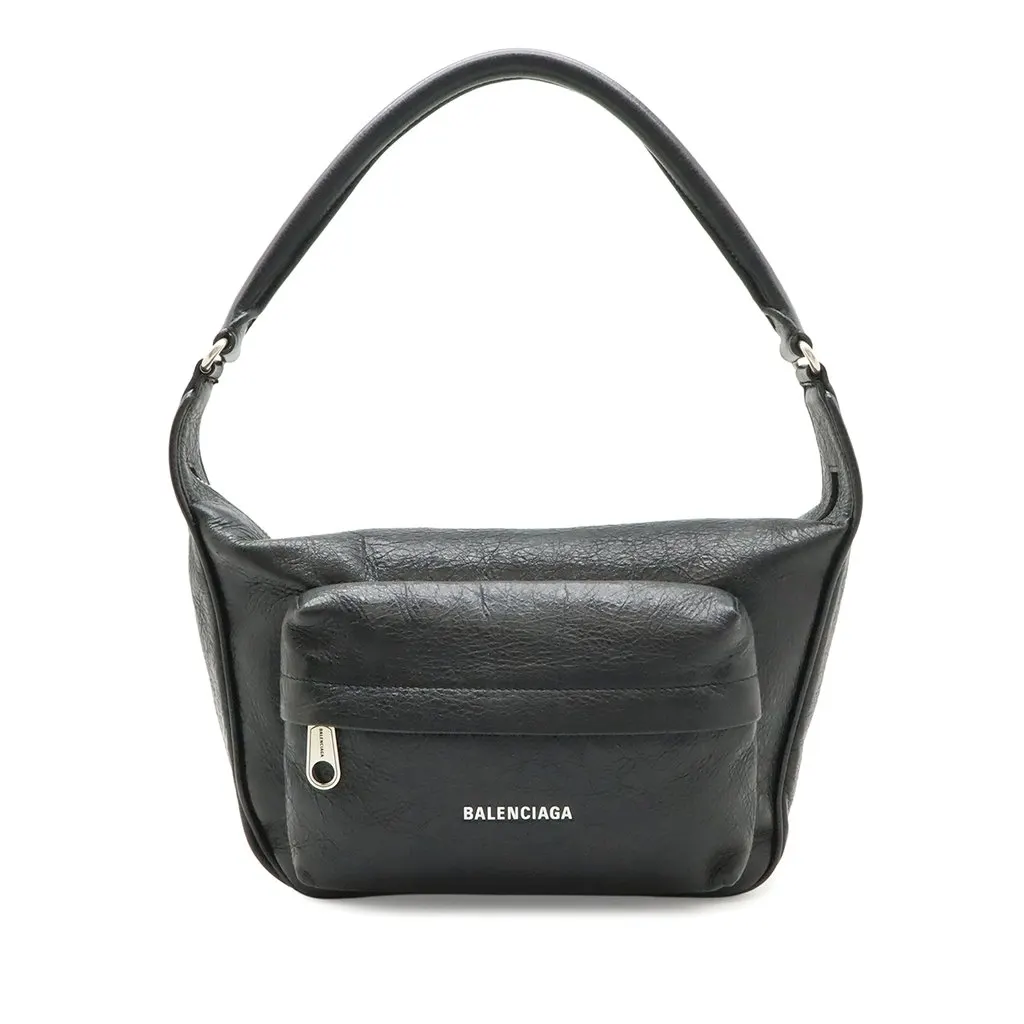 Balenciaga Medium Lambskin Arena Raver Bag Black Leather Very good - Front View