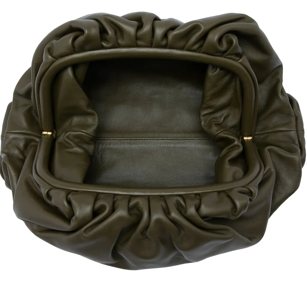 Bottega Veneta Lambskin The Pouch Brown Leather Very good - Model View