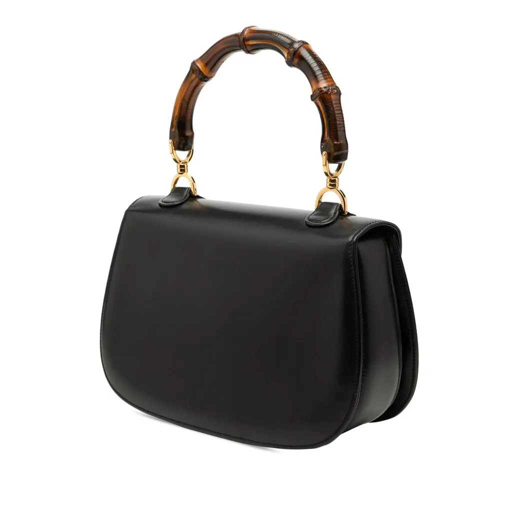 Gucci Calfskin Bamboo Night Black Leather Very good - Back View