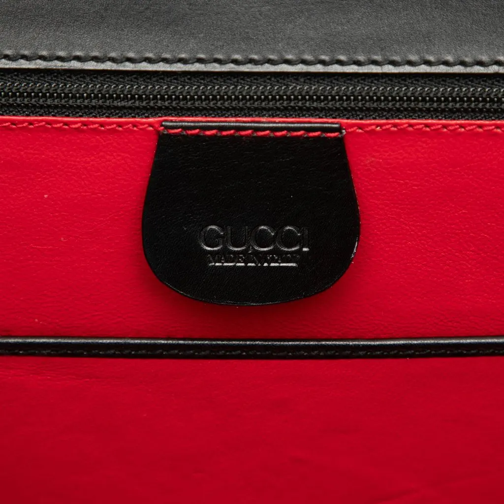 Gucci Calfskin Bamboo Night Black Leather Very good - Box View