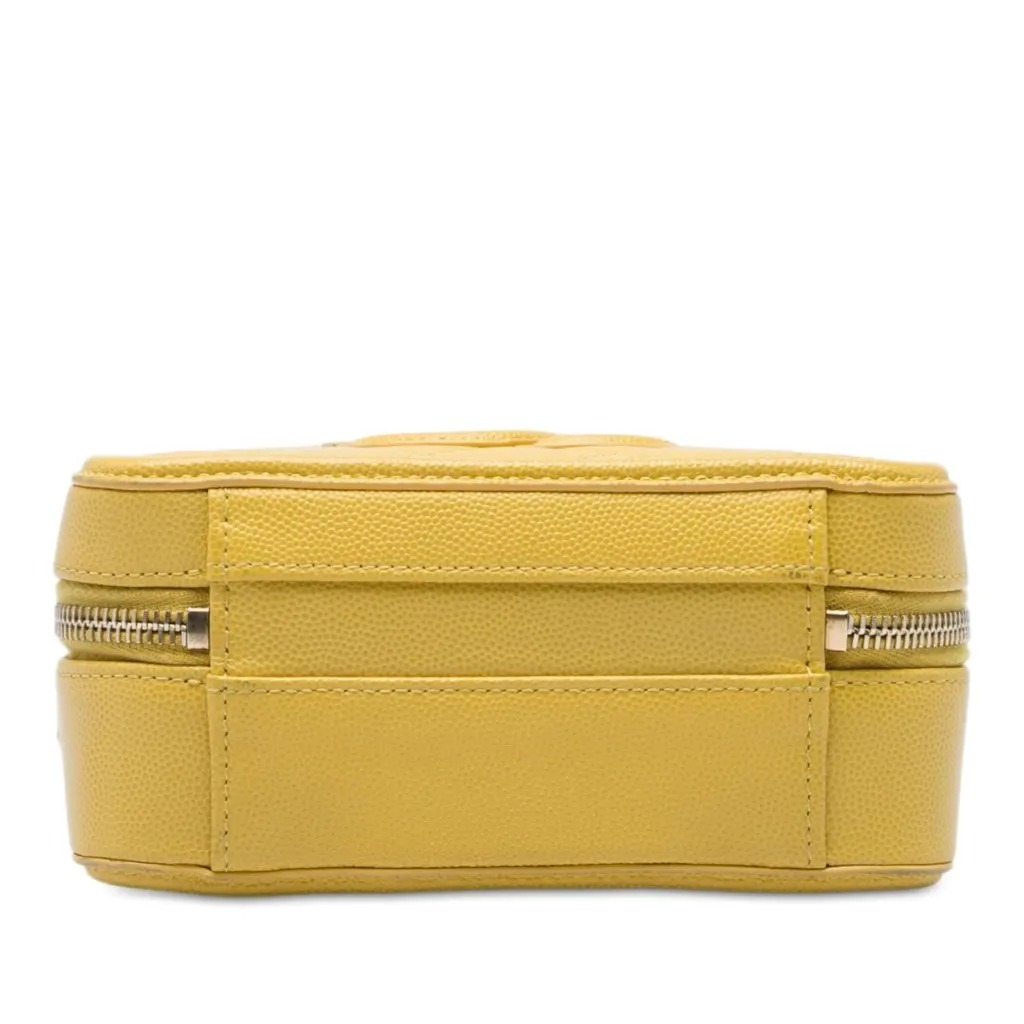 Chanel Small Caviar CC Filigree Vanity Case Yellow Leather Very good - Inside View