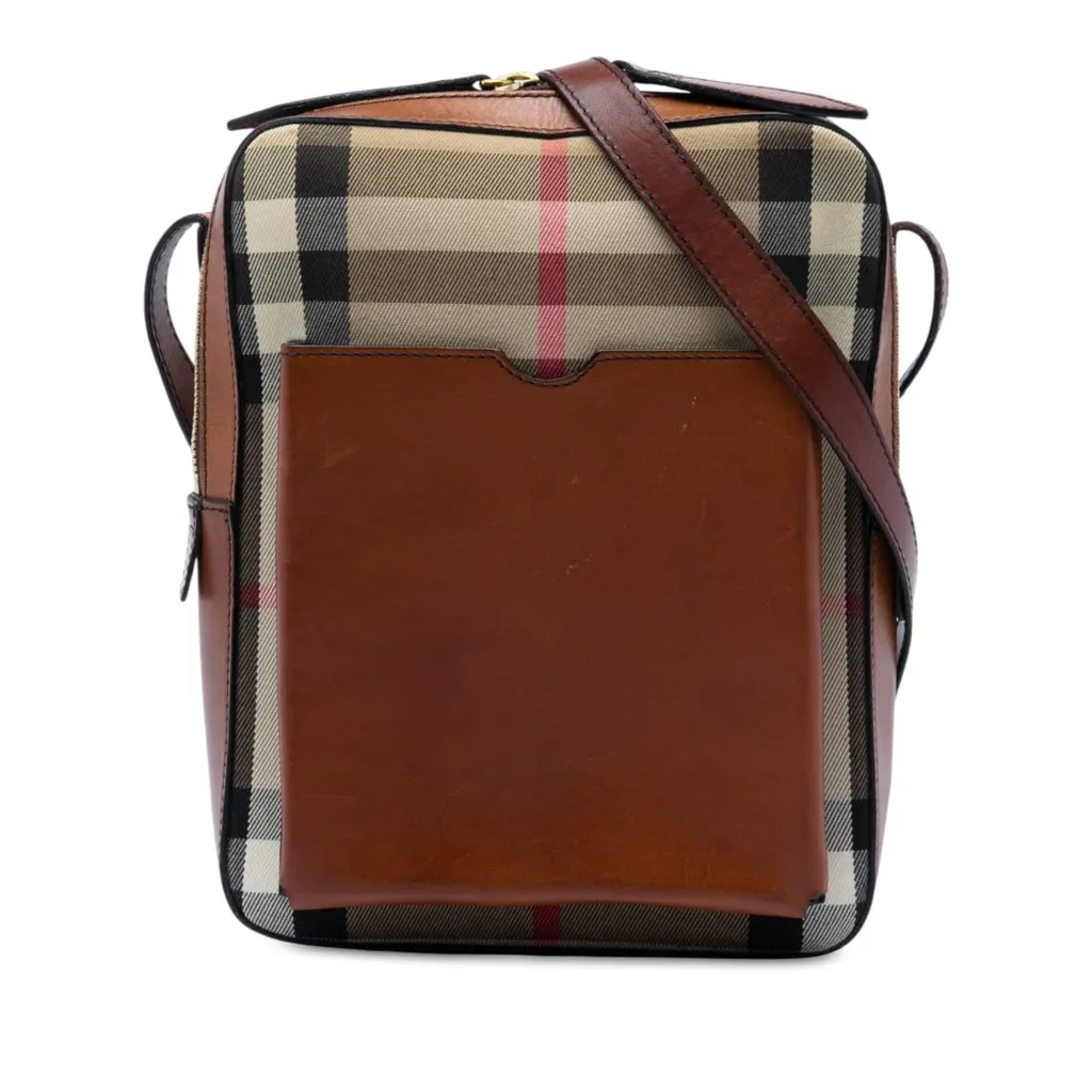 Burberry House Check Canvas Crossbody Beige Very good - Front View
