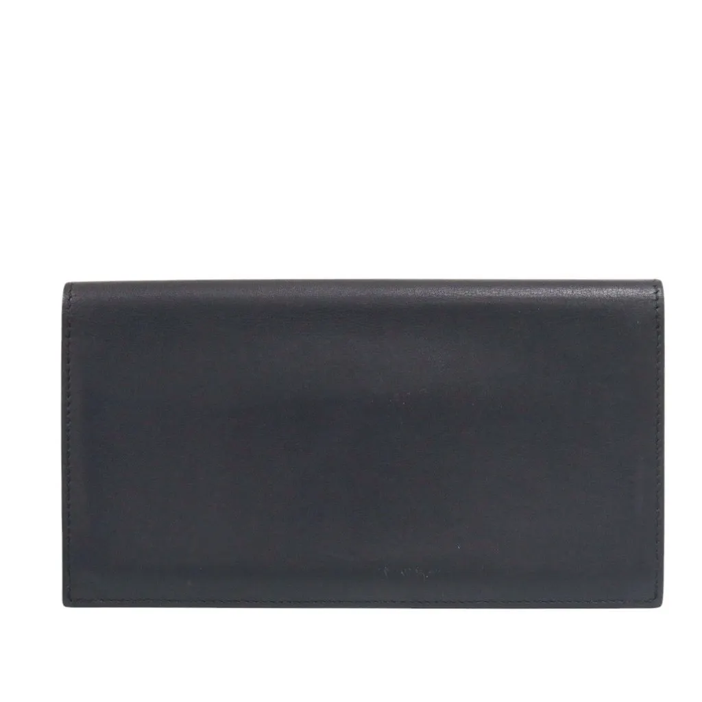 Hermès Swift Citizen Twill Long Wallet Blue Leather Very good - Front View