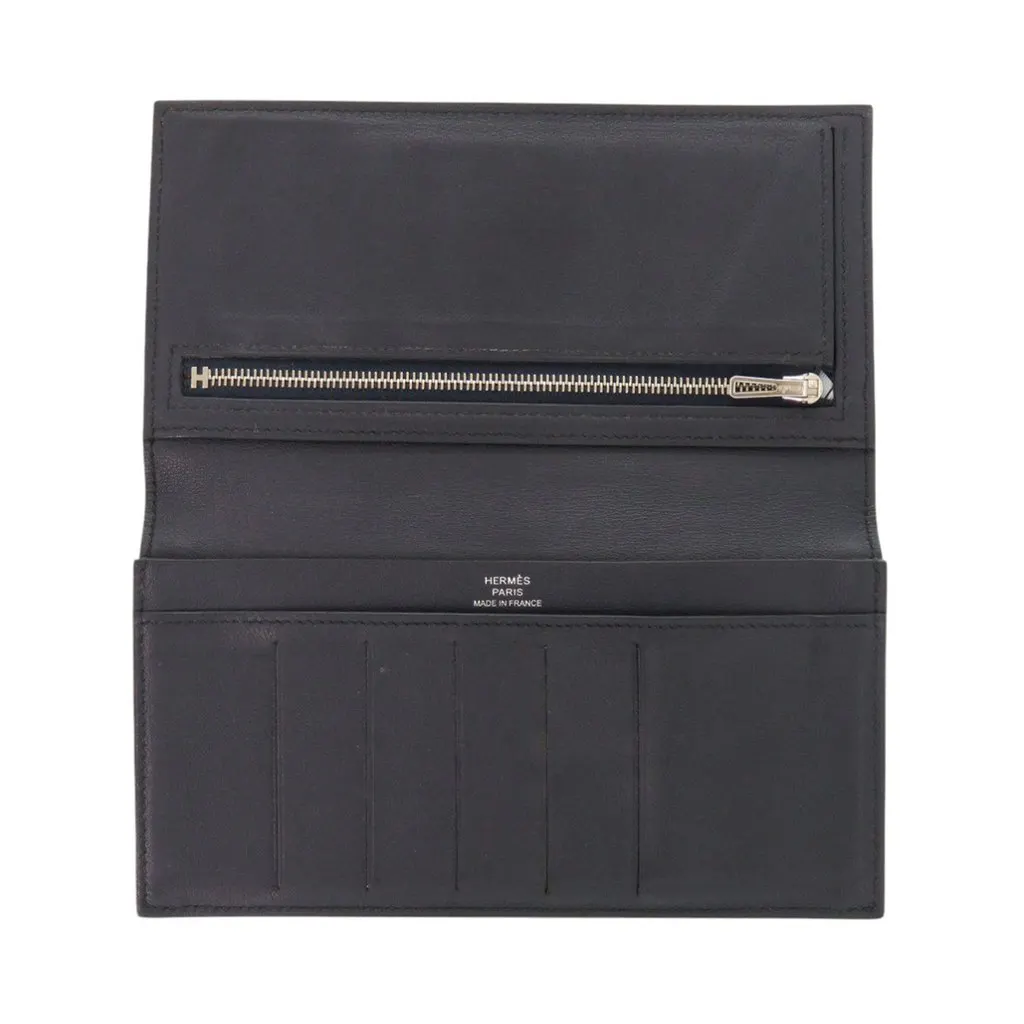 Hermès Swift Citizen Twill Long Wallet Blue Leather Very good - Inside View