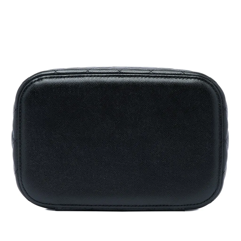 Chanel CC Quilted Caviar Vanity Case Black Leather Very good - Inside View
