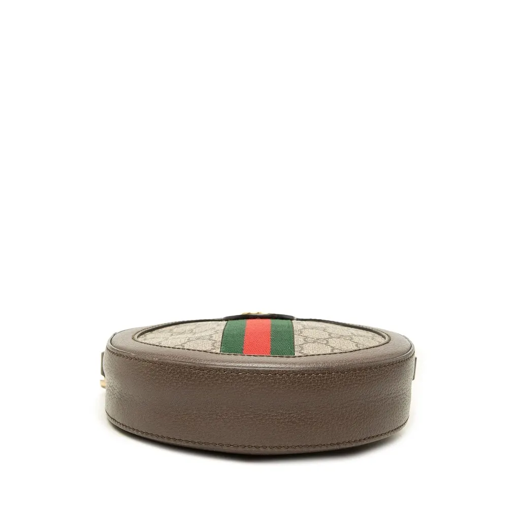 Gucci Mini GG Supreme Web Ophidia Round Crossbody Beige Canvas Good - Inside View
