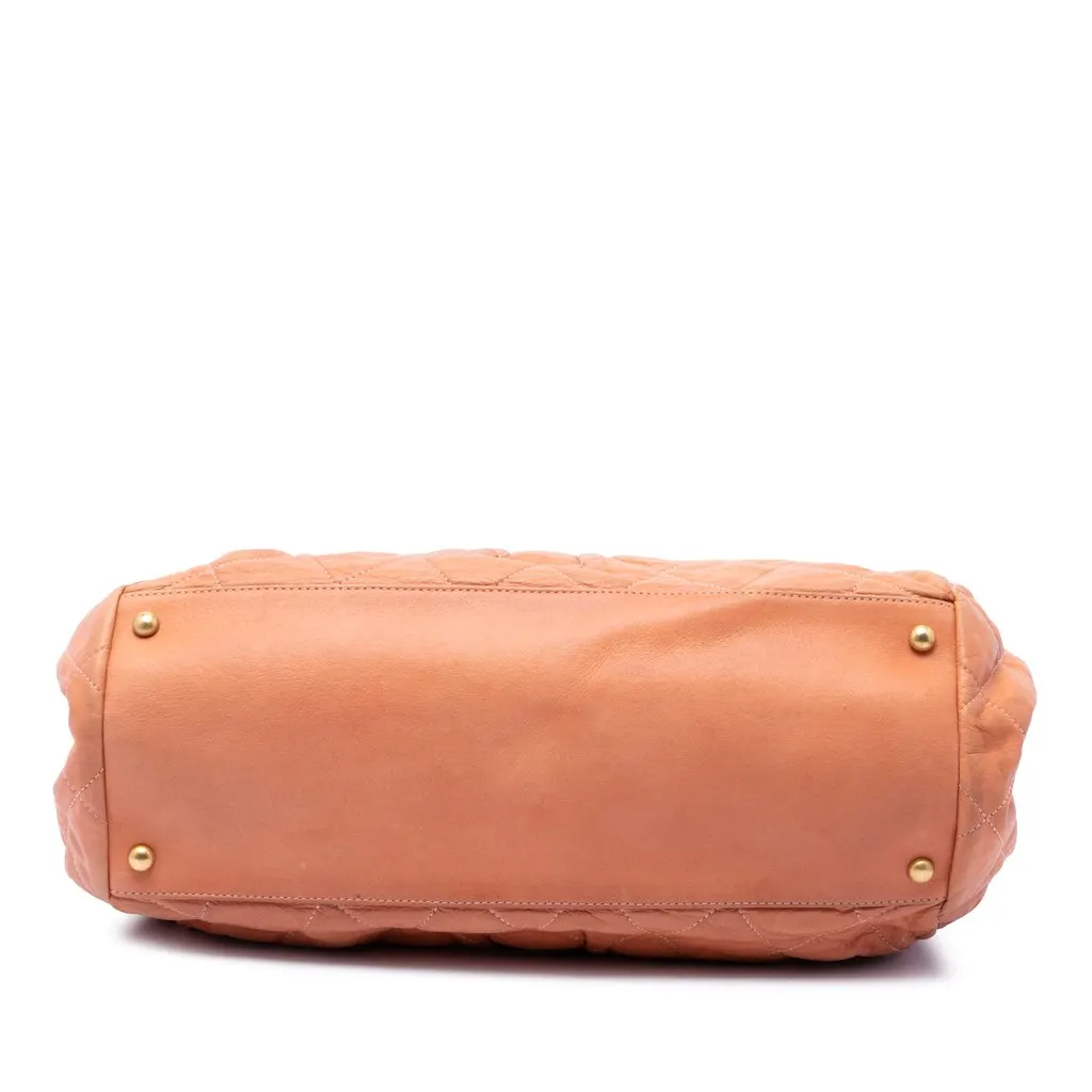 Chanel Quilted Iridescent Calfskin Chic Quilt Bowling Bag Orange Leather Very good - Inside View