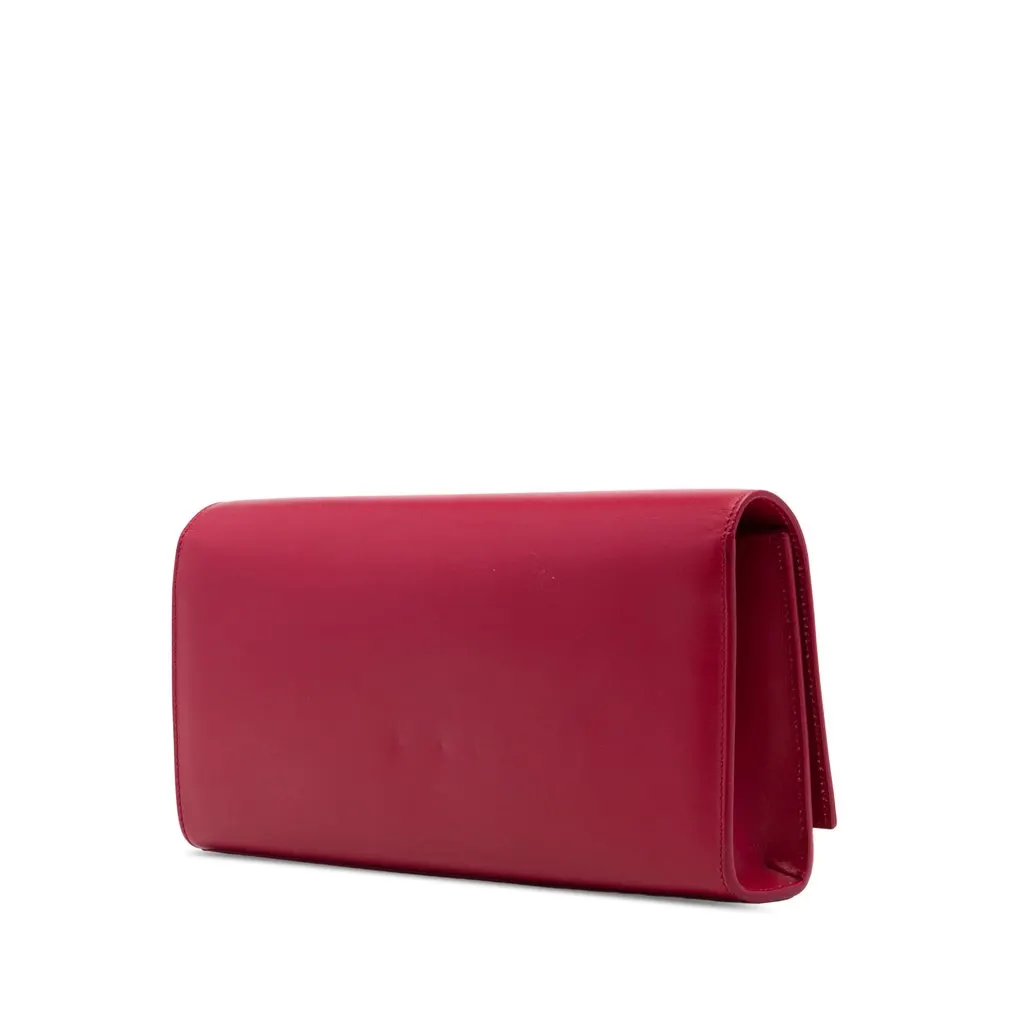 Saint Laurent Smooth Leather Cassandre Clutch Red Leather Very good - Back View