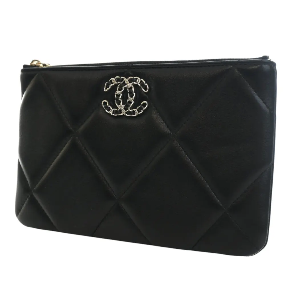 Chanel Small Lambskin 19 O Case Pouch Black Leather Very good - Inside View