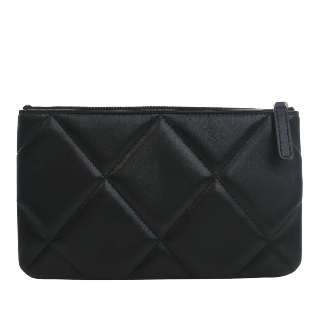 Chanel Small Lambskin 19 O Case Pouch Black Leather Very good - Model View