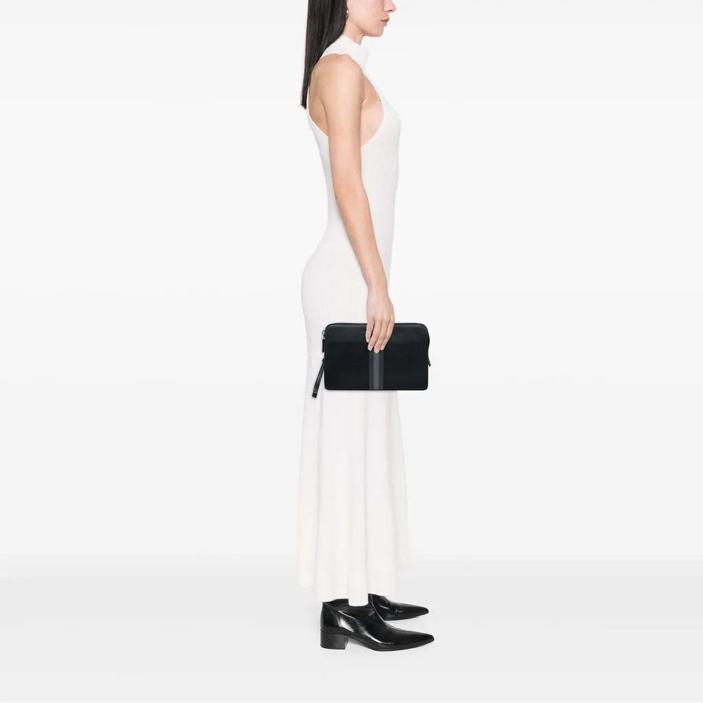 Prada Saffiano Clutch Black Leather Very good - Box View
